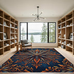 Intricate Blue Orange Star Mandala Rug