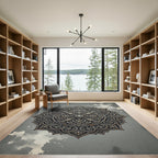 Ornate Gray Filigree Mandala Rug