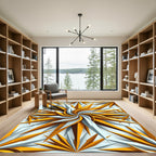 Golden Starry Swirl Geometric Accents Rug