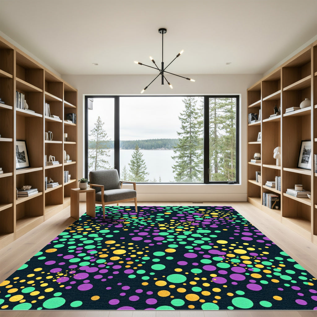 Vibrant Purple Gold Teal Confetti Rug