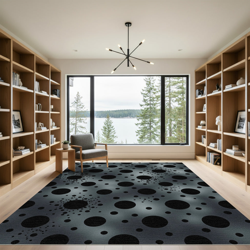 Metallic Gray Polka Dots Scatter Rug