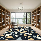 Modern Neutral Geometric Triangle Shatter Rug
