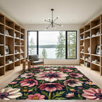 Elegant Blush Anemone Floral Medallion Rug