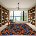 Navy and Amber Geometric Quatrefoil Medallion Rug
