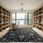 Ornate Silver Floral Scroll Rug