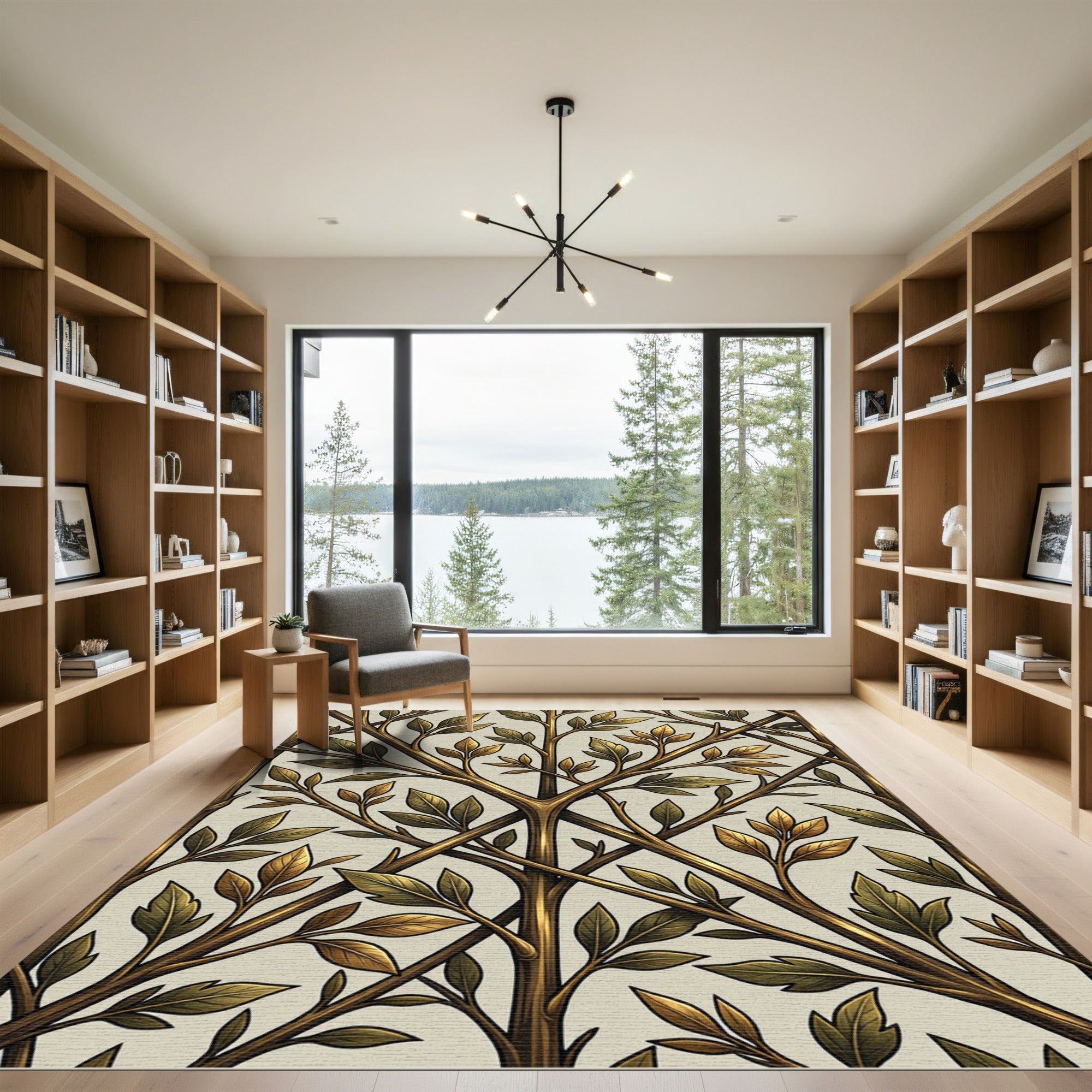 Gilded Botanical Branch Trellis Rug