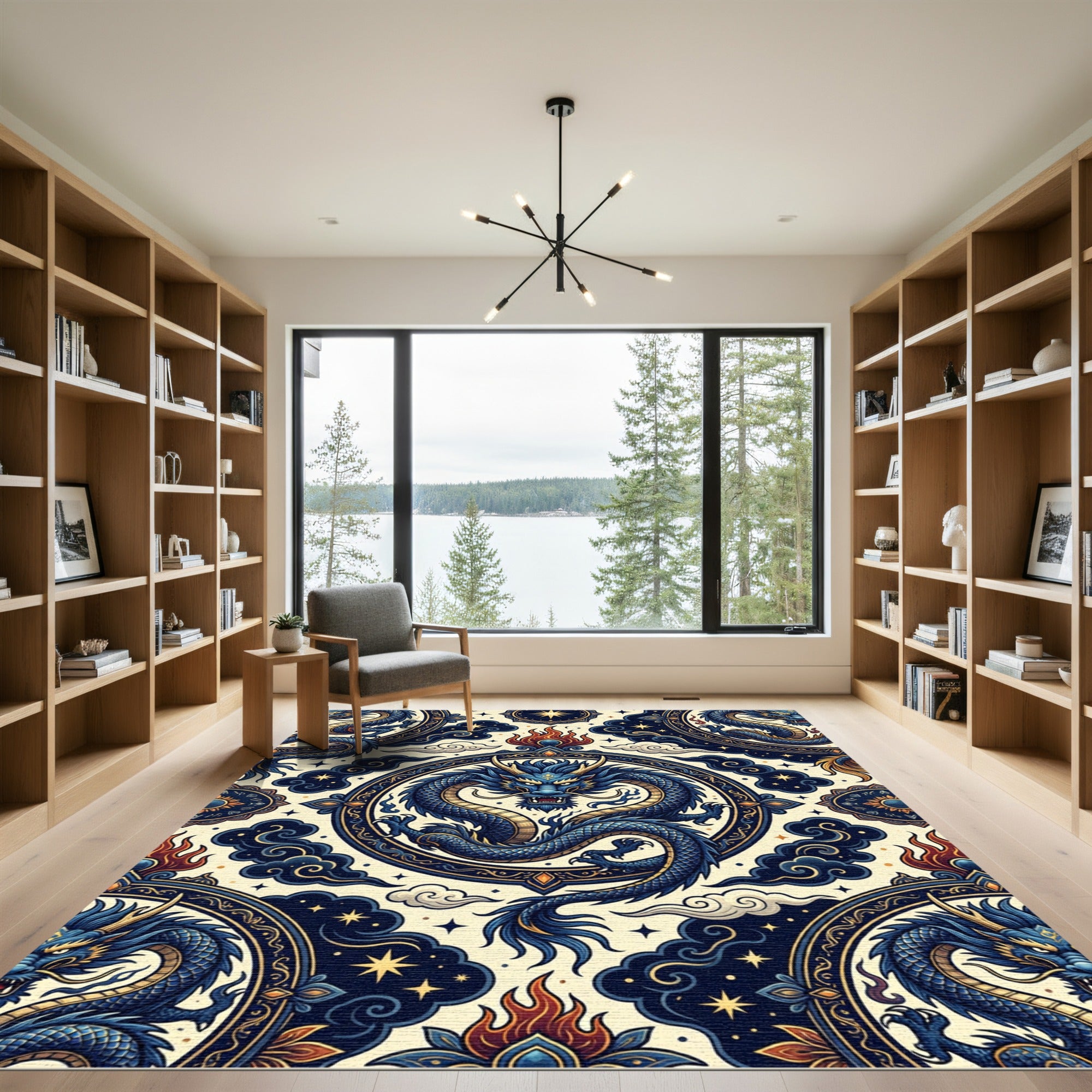 Celestial Blue Dragon Medallion Rug