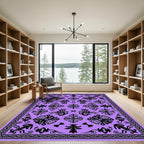 Amethyst Black Floral Filigree Assemblage Rug