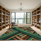 Modern Earth Tone Intersecting Linear Rug