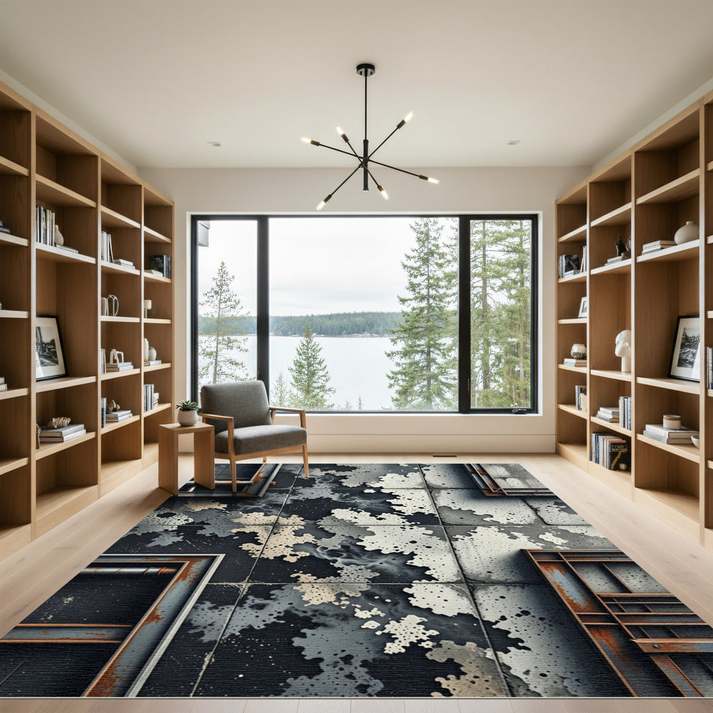 Grungy Concrete Cloud Organic Tile Rug