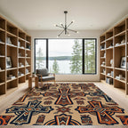 Geometric Ochre Tribal Cross Ornate Tile Rug