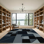 Monochromatic Abstract Geometric Overlay Rug