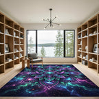 Luminous Galactic Alien Flower Mandala Rug