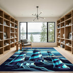 Coastal Lighthouses Midnight Blue Art Rug