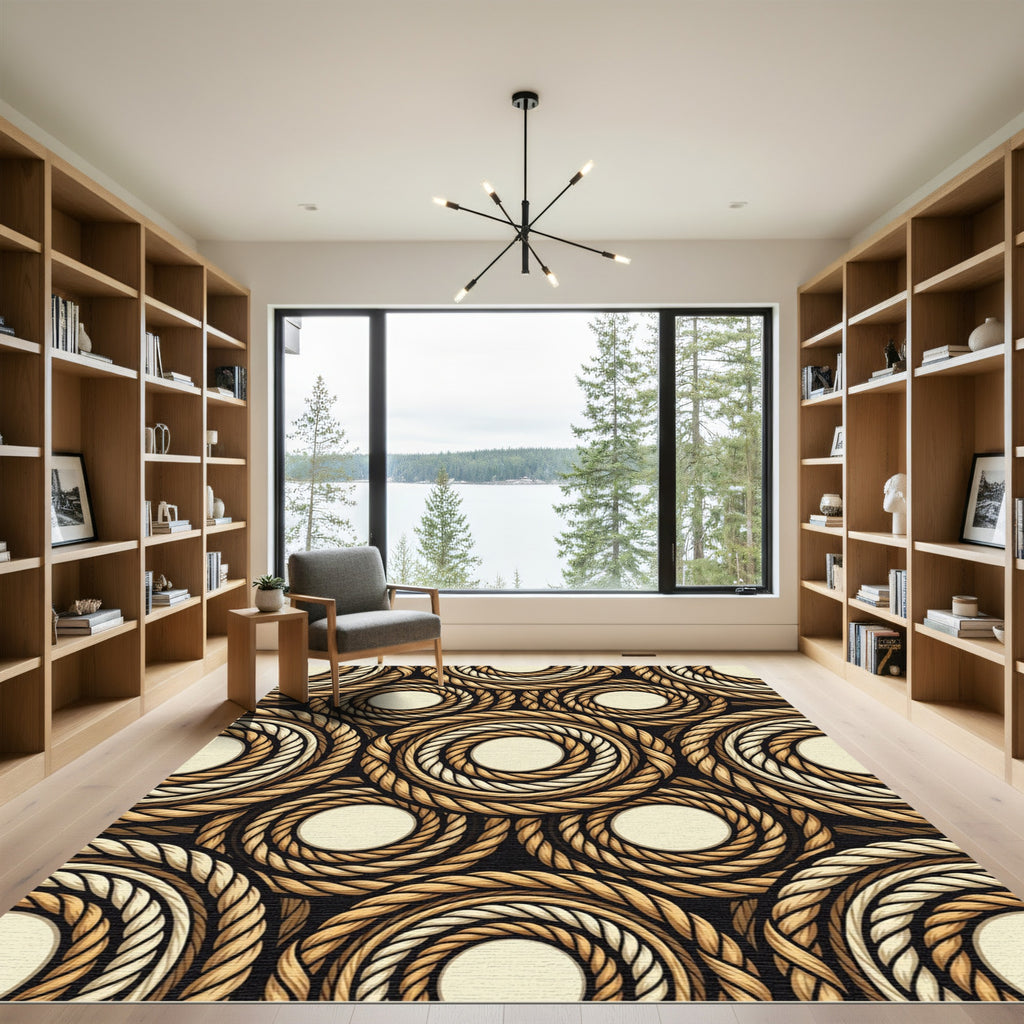 Rustic Braided Rope Circles Rug
