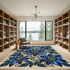 Art Nouveau Sapphire Passion Flower Botanical Rug