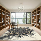 Monochromatic Floral Sunburst Mandala Rug