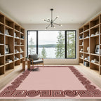 Brown Greek Key Scrolls Border Rug
