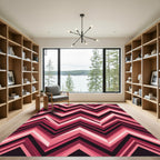 Vibrant Fuchsia Chevron Zigzag Abstract Rug