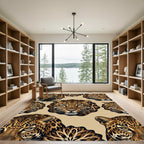 Majestic Leopard Heads Abstract Composition Rug