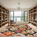 Vintage Cream Peach Rose Garden Rug