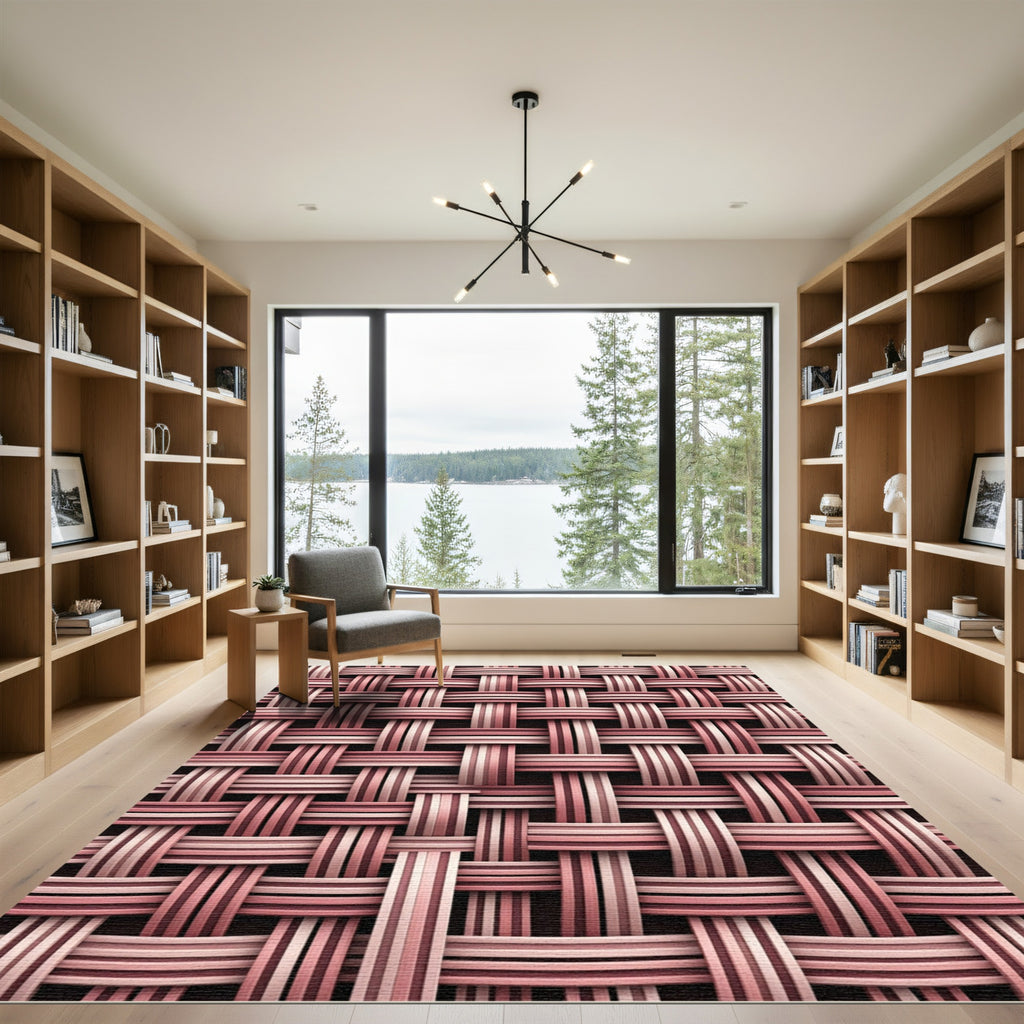 Woven Rose Gold Stripe Texture Rug