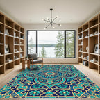 Deep Teal Gold Central Star Medallion Rug
