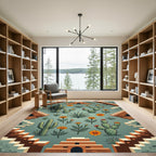 Terracotta Desert Succulent Staircase Illustration Rug