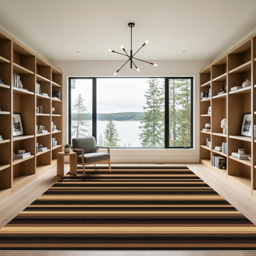 Rich Umber Horizontal Bar Visual Rug