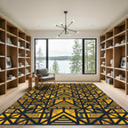 Bold Yellow Geometric Triangles Composition Rug