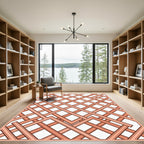 Geometric Terracotta Lattice Grid Rug
