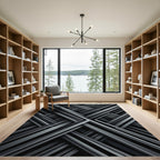 Monochromatic Geometric Intersecting Linear Art Rug