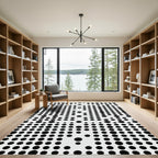 Black White Polka Dot Grid Rug