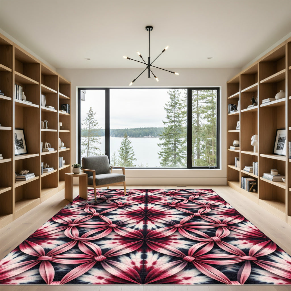 Pink Ribbon Tie Dye Mandala Rug