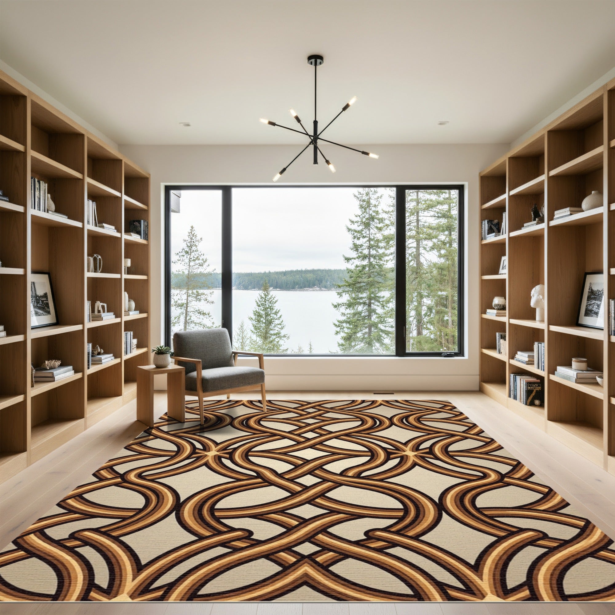 Earthy Bronze Interwoven Curve Weave Rug