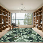 Sage Green Peony Floral Scroll Rug