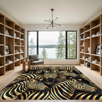 Black Gold Zebra Herd Portrait Rug