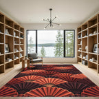 Art Deco Orange Fan Array Rug