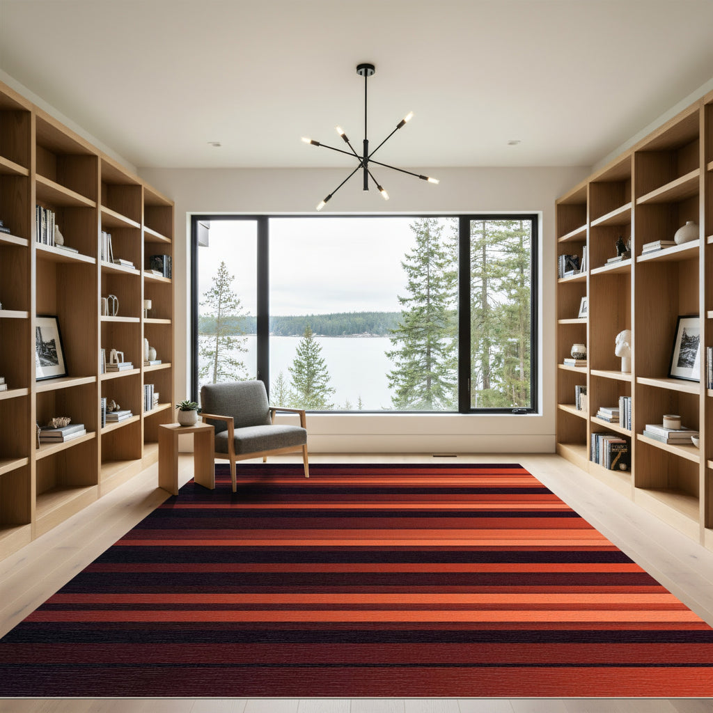 Warm Terracotta Gradient Stripes Rug