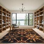 Earthy Sunburst Starburst Geometric Rug