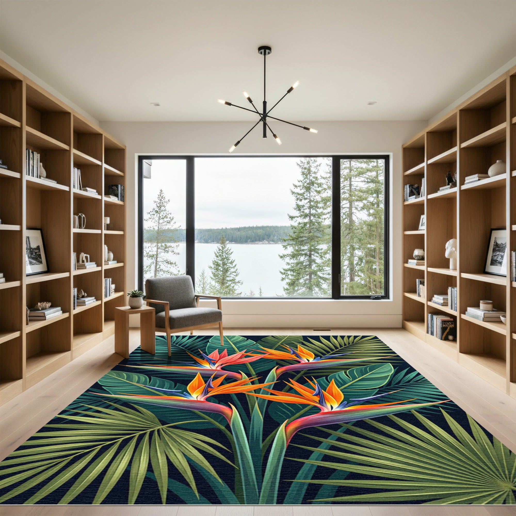Vibrant Tropical Bird of Paradise Floral Rug
