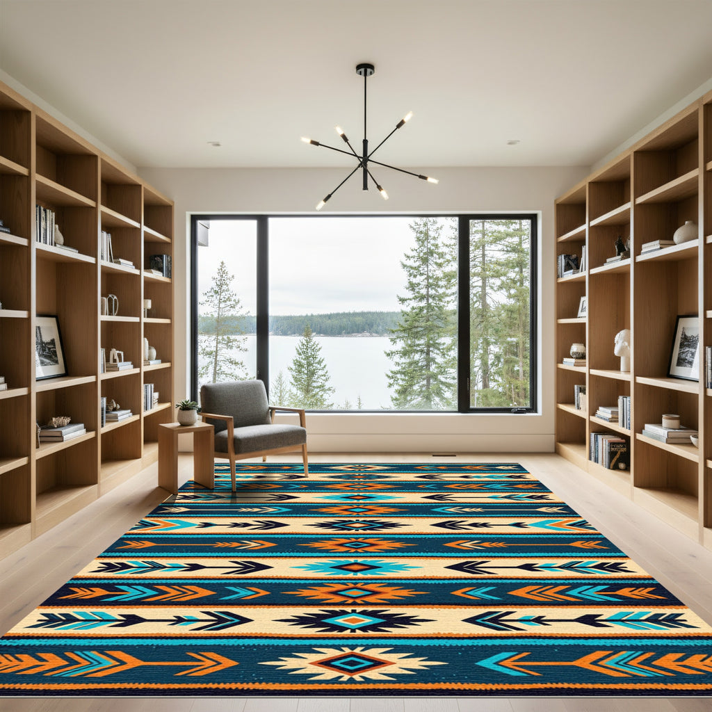 Vibrant Southwestern Geometric Arrow Textured Rug