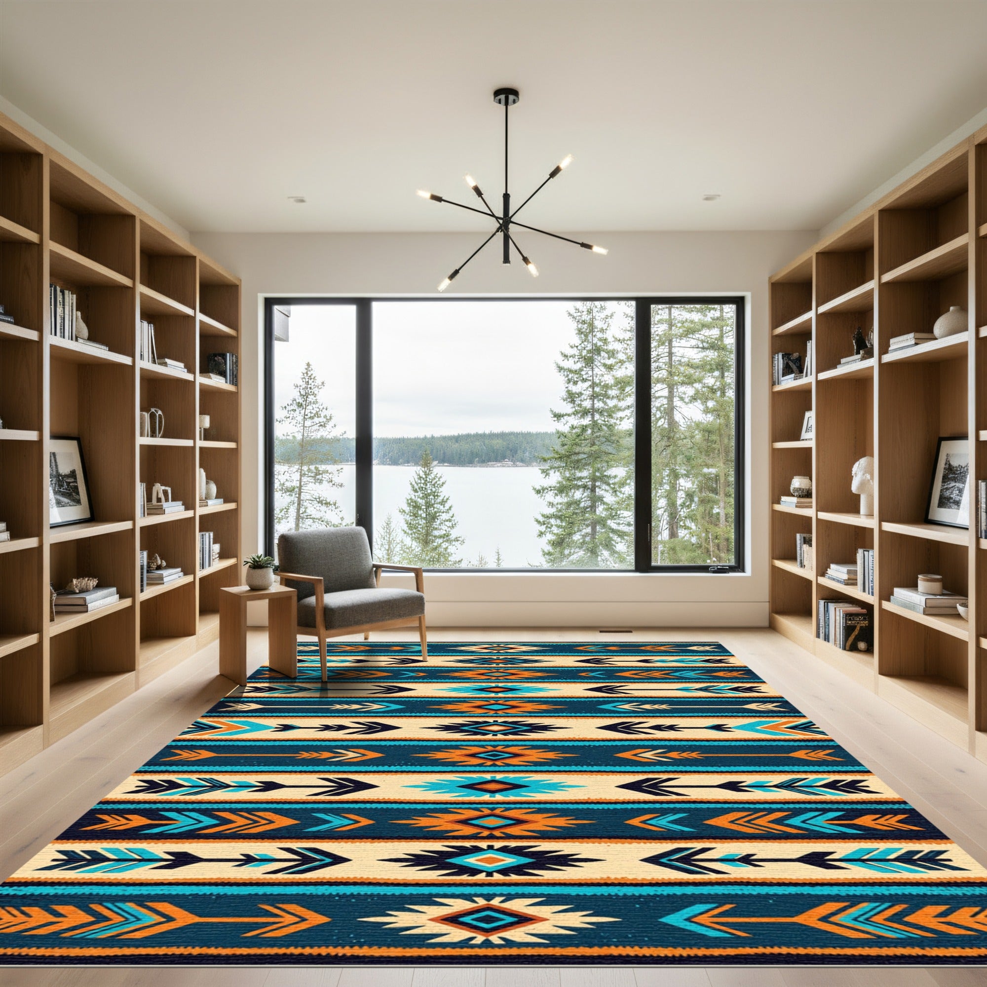 Vibrant Southwestern Geometric Arrow Textured Rug