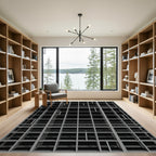 Minimalist Monochrome Architectural Grid Rug