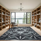 Modern Gray Starburst Geometric Rug