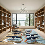 Coastal Oystercatcher Shoreline Art Illustration Rug