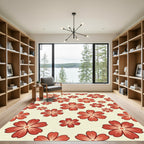 Coral Red Flower Scatter Rug