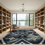 Monochrome Geometric Aztec Diamond Tile Rug