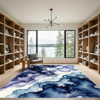Deep Indigo Feather Fluid Wash Rug