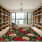 Romantic Crimson and Cream Rose Trellis Rug